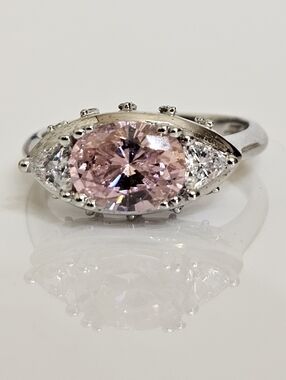 Vintage Victoria Wieck Sapphire & Diamond Simulant Ring Sterling Silver Sz 8